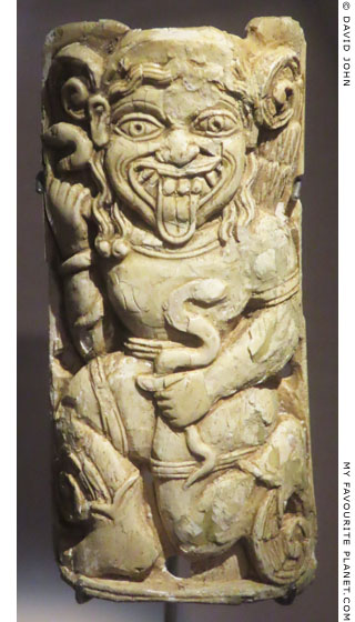 A bone plaque depicting a Gorgon from Ionia at My Favourite Planet