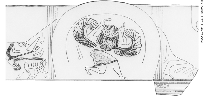 A drawing of the krater fragments in Mycenae at My Favourite Planet