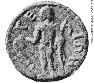 Perseus holding the head of Medusa on a coin of Argos at My Favourite Planet