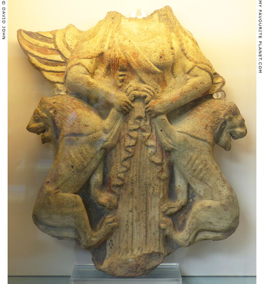 Terracotta antefix with Artemis holding two lions at My Favourite Planet