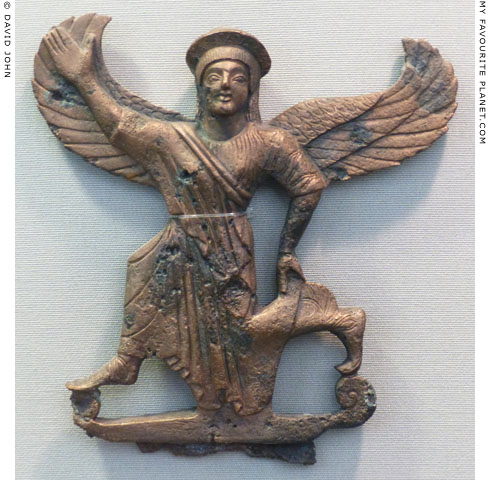 Archaic bronze plaque from the Athens Acropolis, with a relief of Nike in the Knielauf position at My Favourite Planet