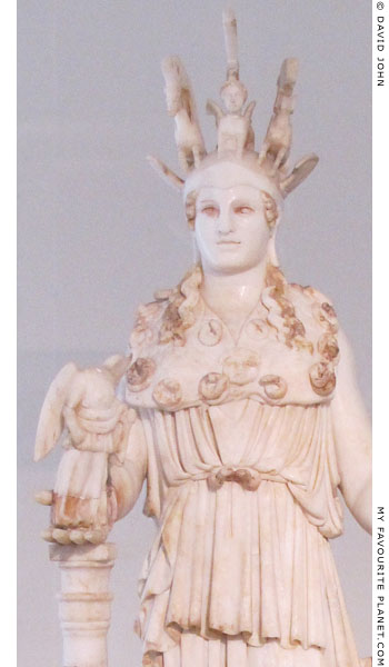 Detail of Athena holding Nike on the Varvakeion statuette at My Favourite Planet