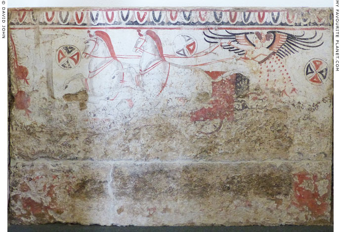 Fresco of Nike driving a two-horse chariot from Paestum at My Favourite Planet