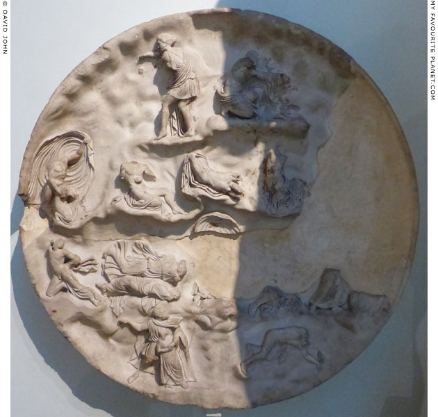 Marble relief depicting Apollo and Artemis slaying the children of Niobe at My Favourite Planet