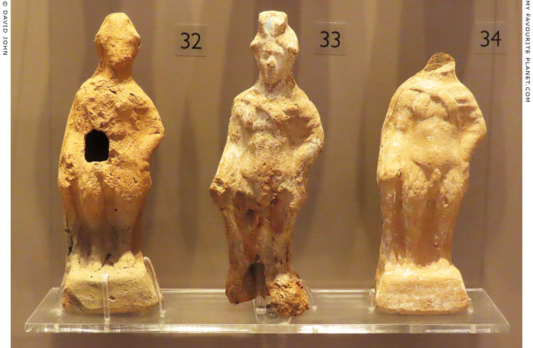 Standing ceramic votive figurines of Pan from Aspri Petra, Kos at My Favourite Planet